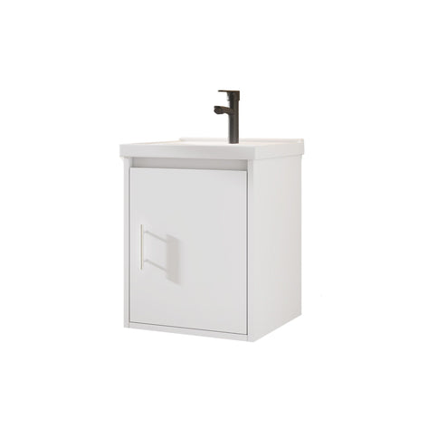 20" Floating Bathroom Vanity Combo With Wall Cabinet, Ceramic Sink & Soft Close Doors - White