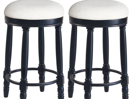 360° Swivel Wooden Barstools With Upholstered Seat, Counter Height (Set of 2)