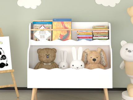 Kids Bookcase, Children Book Organizer Toy Storage Cabinet - White
