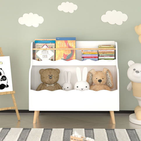 Kids Bookcase, Children Book Organizer Toy Storage Cabinet - White