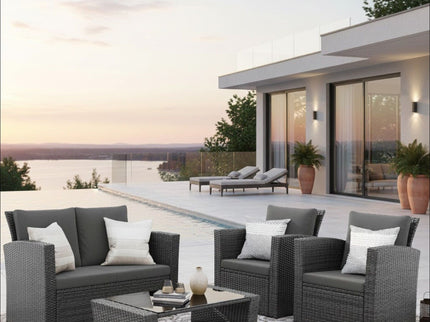 Modern Patio Set With Table And Cushions