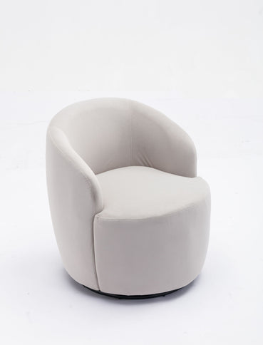 Swivel Accent Armchair Barrel Chair With Powder Coating Metal Ring