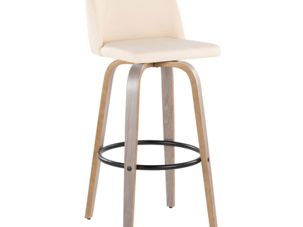 Toriano - Fixed Height Contemporary Barstool With Swivel With Round Footrest (Set of 2)