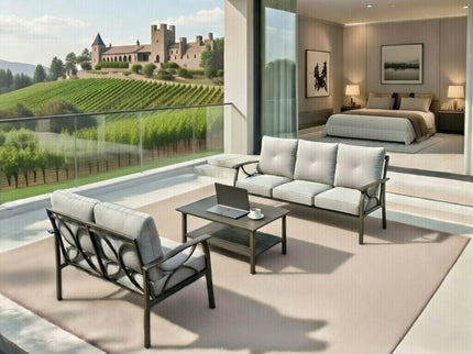 Patio Furniture Set With Coffee Table And Cushions For Backyard