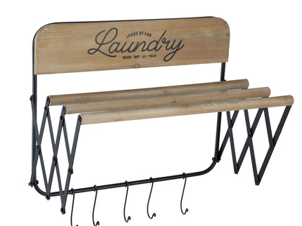 Laundry Rack With Accordion Design - Brown / Black - Black Brown