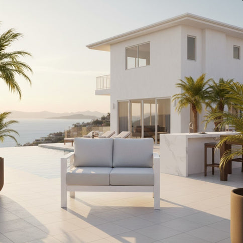 Patio All-Weather Loveseat With Thick Cushions