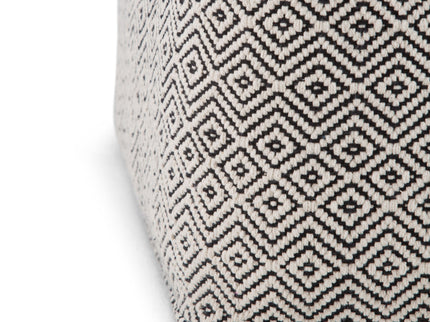 Brynn - Square Pouf - Patterned Black / Natural