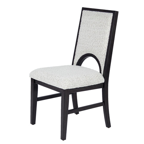 5 Piece Round Dining Set With Upholstered Chairs - Black / White