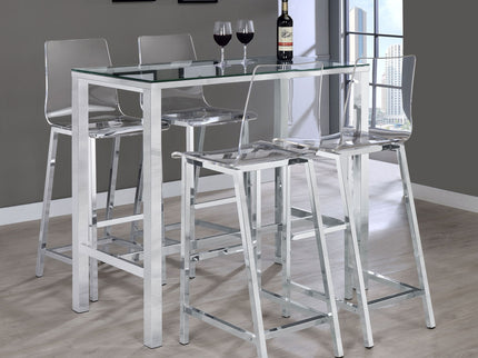 Garbo - 5 Piece Bar Set With Stools - Chrome