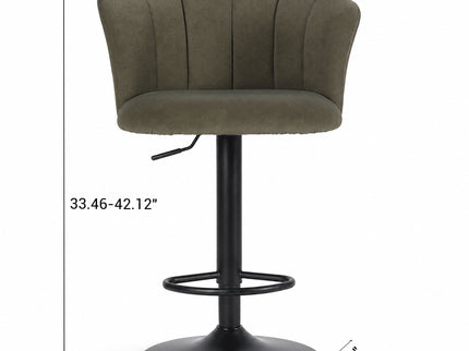 Swivel Bar Stool With Curved Upholstered Backrest And Footrest - Green