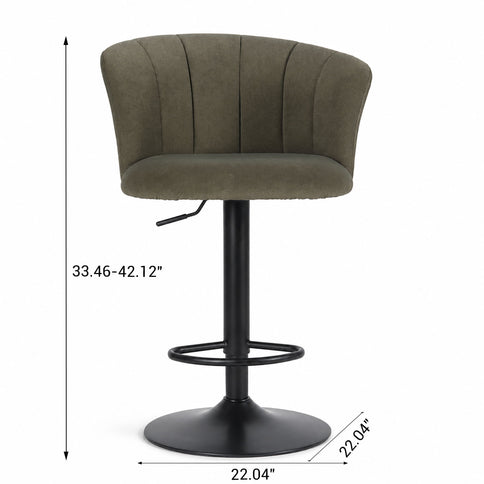 Swivel Bar Stool With Curved Upholstered Backrest And Footrest - Green