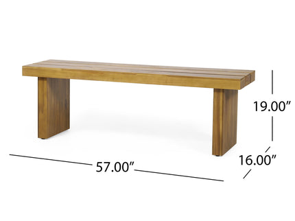 Nahanni - Rustic Acacia Wood Bench With Slat Design - Natural