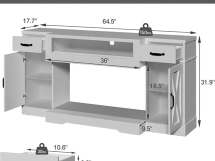 TV Stand With Adjustable Shelves & Double Doors