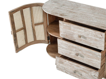 TV Console With Cane Doors - Multicolor