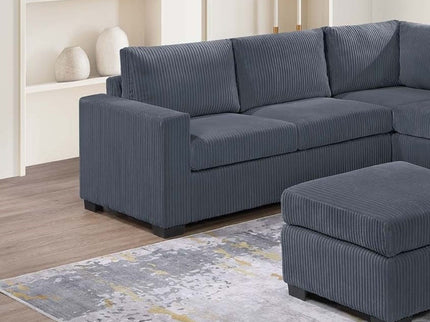 Contemporary L-Shaped Sectional Set With USB Console & Ottoman