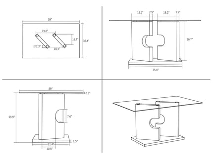 Iris - Dining Table - Gray