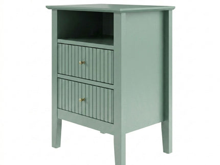 Fluted Nightstand With 2 Drawers