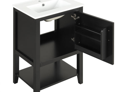 Modern Bathroom Vanity With Sink, Soft-Closing Door And Open Shelf