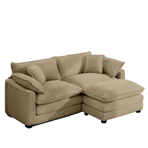 Oversized Modular Cushion Sofa With Ottoman, Low Back, Deep Seating Sofa Set
