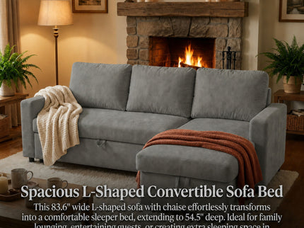 L - Shaped Convertible Sofa Bed With Storage Chaise