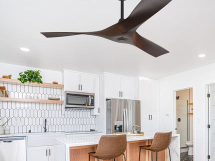52" Blade Ceiling Fan Without Light, 6 Speed Reversible DC Motor For Living Room, Outdoor Use - Black