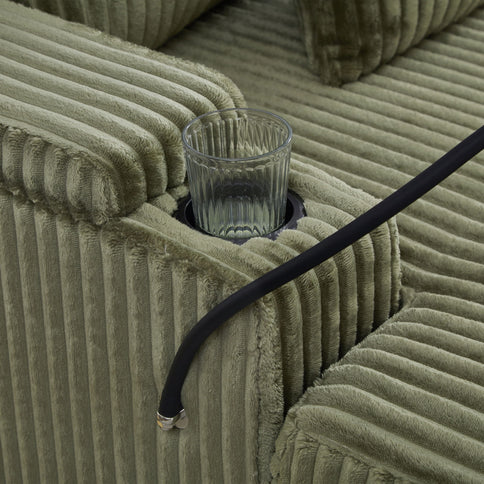 Modern Chaise Sofa With Adjustable Backrest, Cup Holders, Phone Holder & Storage Compartments For Living Room