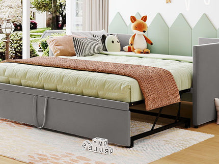 Twin Size Upholstered Daybed With Pop Up Trundle