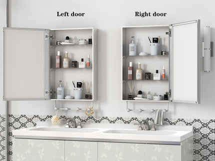 Medicine Cabinet, Wall Mounted Bathroom Mirror With Storage, Adjustable Shelves - Silver