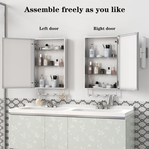 Medicine Cabinet, Wall Mounted Bathroom Mirror With Storage, Adjustable Shelves - Silver