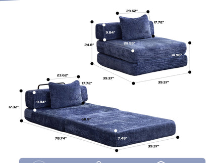 Convertible Floor Sofa Bed With Fixed Shape Frame For Living Room