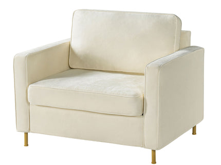 Accent Chair Upholstered Single Sofa With Square Arms, Sewn Pillow Back For Living Room