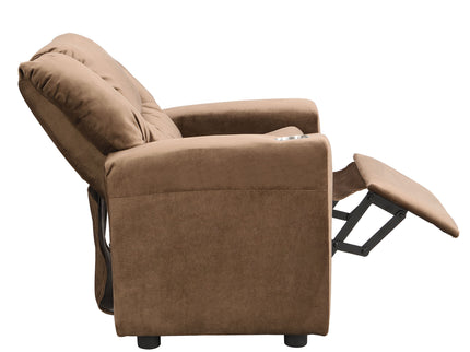 Kids Recliner Chair, Kids Upholstered Couch With Two Cup Holder, Footrest, Backrest, Toddlers Recliner With Headrest And Footrest - Black