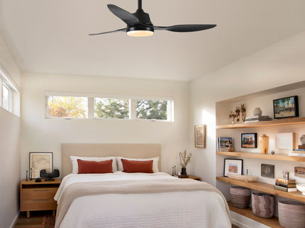 Ceiling Fan With Light, 3 Blades, Remote Control, 6 Speed Reversible DC Motor For Living Room - Black