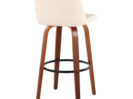 Toriano - Mid Century Modern Fixed Height Barstool Swivel And Round Footrest (Set of 2)