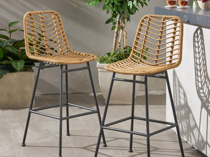Sawtelle - Outdoor Wicker Barstools (Set of 2)