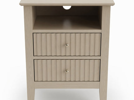 Fluted Nightstand With 2 Drawers