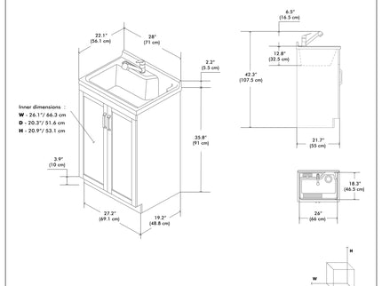 Kyle - Laundry Cabinet & Faucet And Stainless Steel Sink