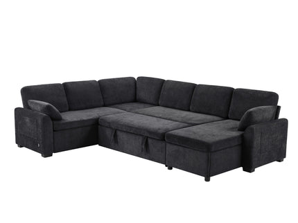 Convertible U-Shaped Sectional Sofa Bed With Reversible Chaise
