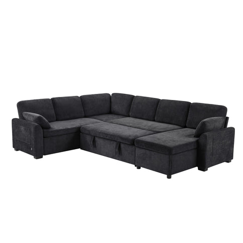 Convertible U-Shaped Sectional Sofa Bed With Reversible Chaise