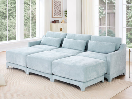 Stylish Sofa With Ottoman And Lumbar Pillows, Ergonomic Design