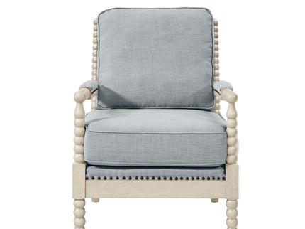 Arm Chair With Open Back Spindle Design, Padded Armrests
