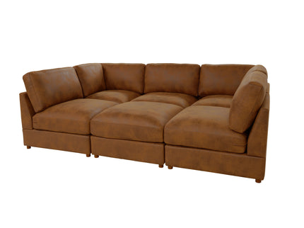 Modular Upholstered Sectional, Medium Firm Seat Cushion, Custom Configuration - Brown