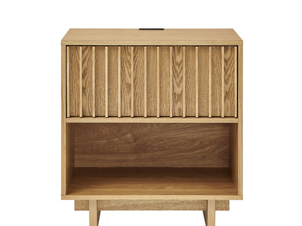 Nightstand With Hidden Charging Station USB Ports & Outlet Hole