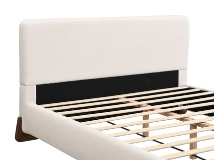 Queen Size Elegant Terry Upholstered Bed - White