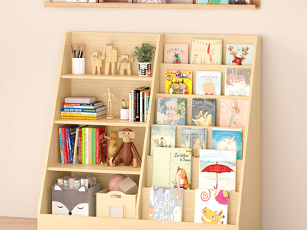 Bookshelf And Toy Storage Organizer, 4 Tier Bookcase With Display Stand For Playroom