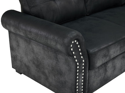 U Shape Sectional Sleeper Sofa With Pull Out Bed And Storage Chaise - Black