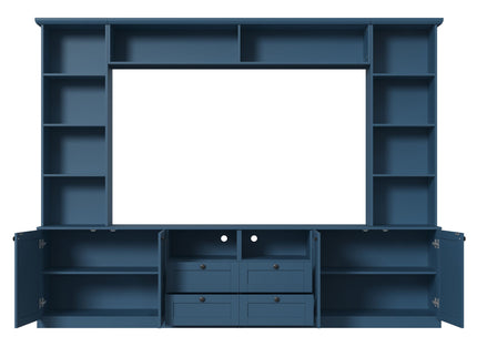 Farmhouse Elegant Entertainment Center Wall Unit With 4 Drawers