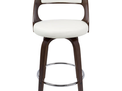Cecina - Mid-Century Modern Fixed Height Counter Stool With Swivel And Round Footrest (Set of 2)