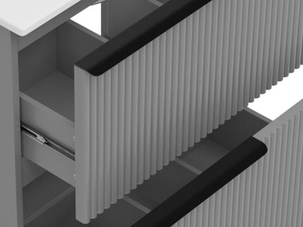 Fluted Bathroom Vanity With Ceramic Sink, Freestanding Cabinet