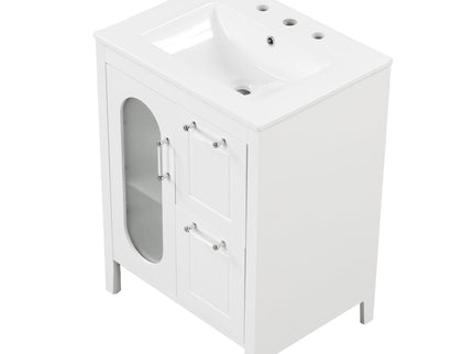 Modern Bathroom Vanity With Sink, Cabinet With 2 Drawers And Door, Adjustable Shelf
